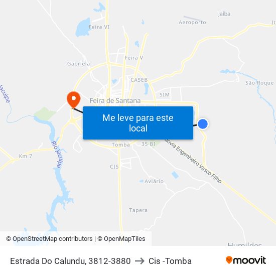 Estrada Do Calundu, 3812-3880 to Cis -Tomba map