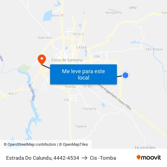 Estrada Do Calundu, 4442-4534 to Cis -Tomba map