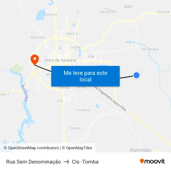 Rua Sem Denominação to Cis -Tomba map