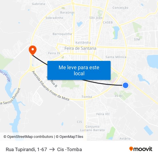 Rua Tupirandi, 1-67 to Cis -Tomba map