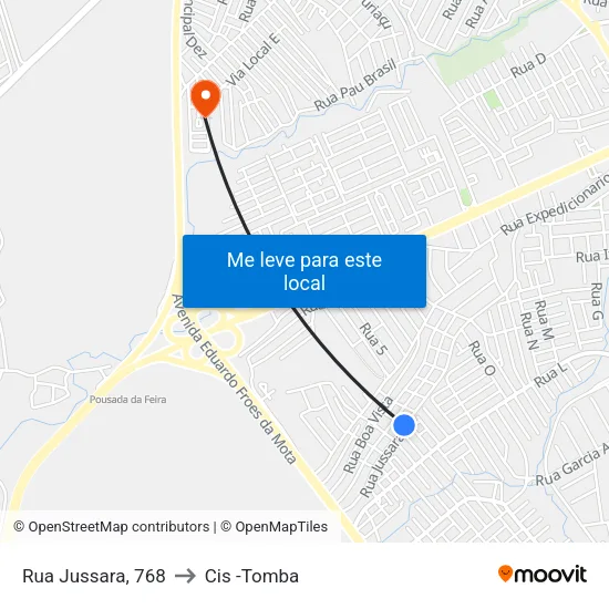 Rua Jussara, 768 to Cis -Tomba map