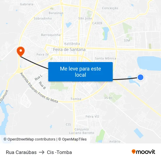 Rua Caraúbas to Cis -Tomba map