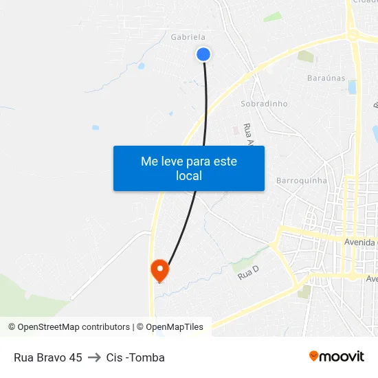 Rua Bravo 45 to Cis -Tomba map