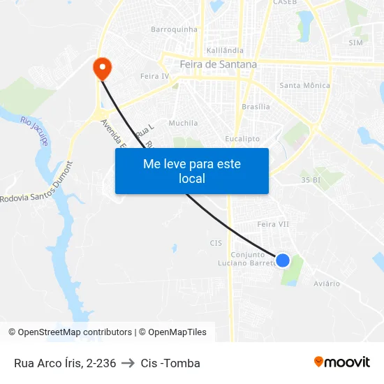 Rua Arco Íris, 2-236 to Cis -Tomba map