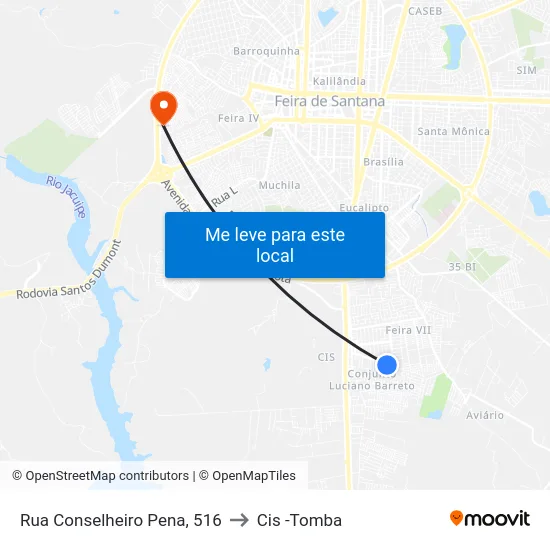 Rua Conselheiro Pena, 516 to Cis -Tomba map