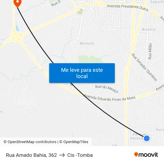 Rua Amado Bahia, 362 to Cis -Tomba map