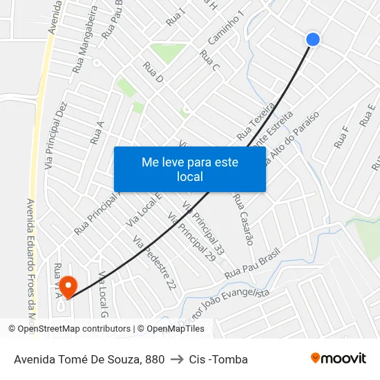 Avenida Tomé De Souza, 880 to Cis -Tomba map