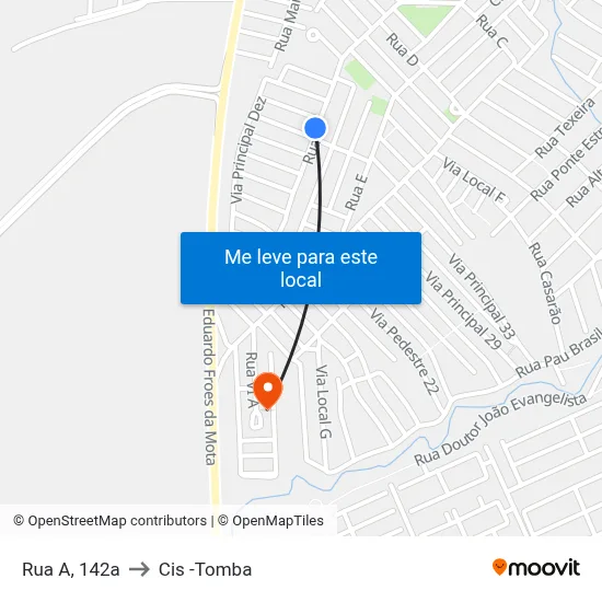 Rua A, 142a to Cis -Tomba map