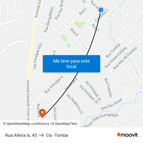 Rua Afeira Ix, 45 to Cis -Tomba map