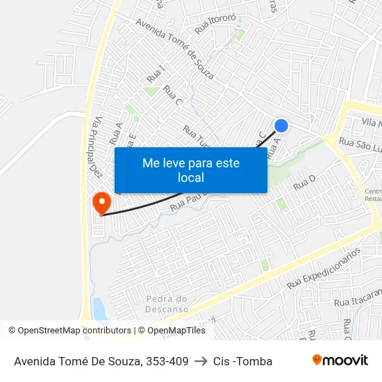 Avenida Tomé De Souza, 353-409 to Cis -Tomba map