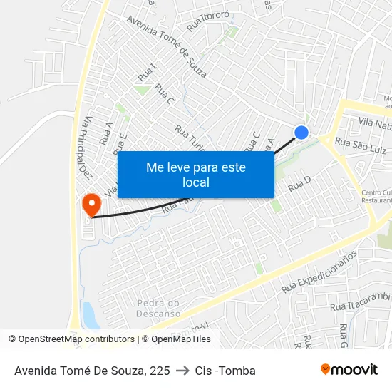 Avenida Tomé De Souza, 225 to Cis -Tomba map