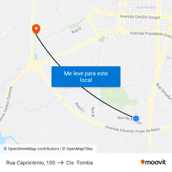 Rua Capricórnio, 100 to Cis -Tomba map
