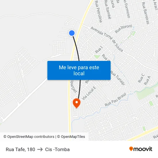 Rua Tafe, 180 to Cis -Tomba map
