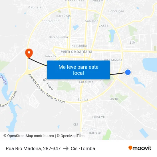 Rua Rio Madeira, 287-347 to Cis -Tomba map