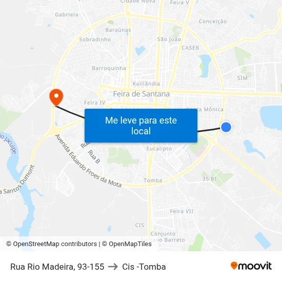 Rua Rio Madeira, 93-155 to Cis -Tomba map