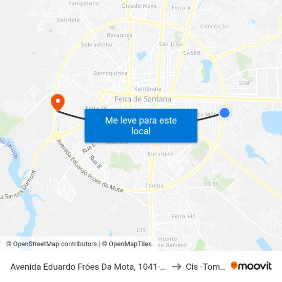Avenida Eduardo Fróes Da Mota, 1041-1049 to Cis -Tomba map
