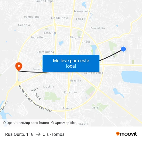 Rua Quito, 118 to Cis -Tomba map