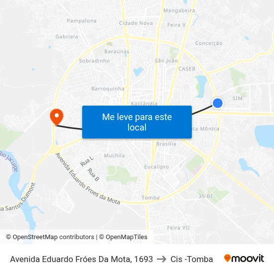 Avenida Eduardo Fróes Da Mota, 1693 to Cis -Tomba map
