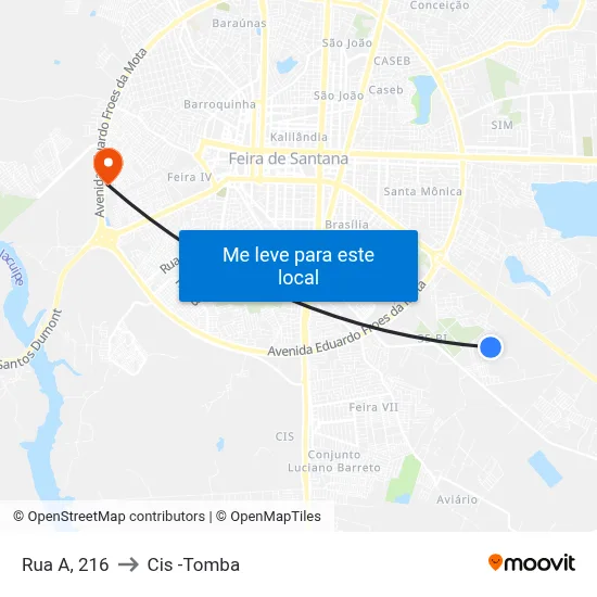 Rua A, 216 to Cis -Tomba map