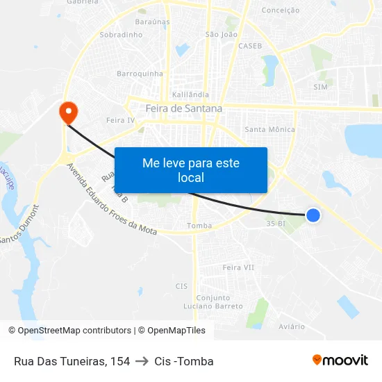 Rua Das Tuneiras, 154 to Cis -Tomba map