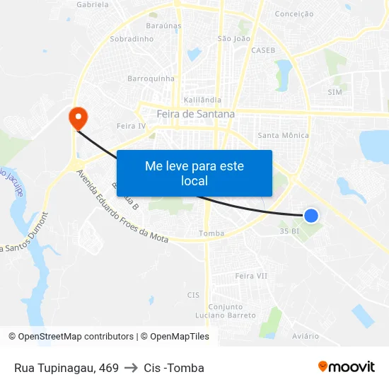 Rua Tupinagau, 469 to Cis -Tomba map