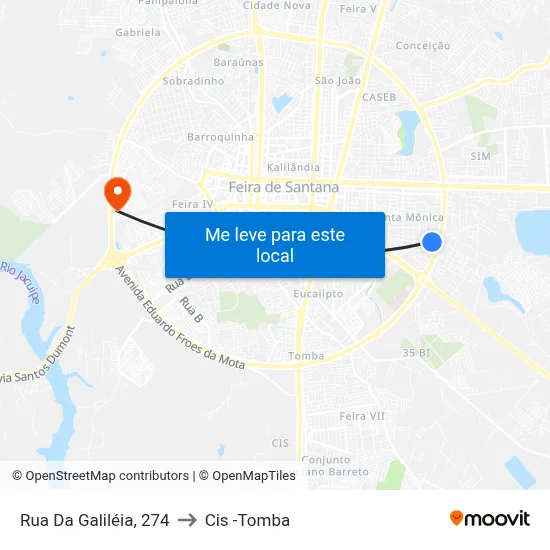 Rua Da Galiléia, 274 to Cis -Tomba map