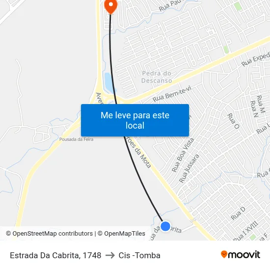 Estrada Da Cabrita, 1748 to Cis -Tomba map