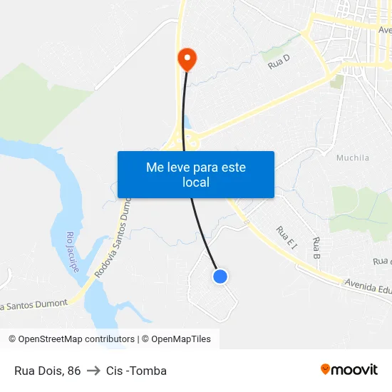 Rua Dois, 86 to Cis -Tomba map
