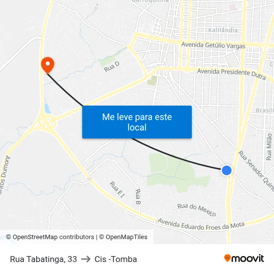 Rua Tabatinga, 33 to Cis -Tomba map