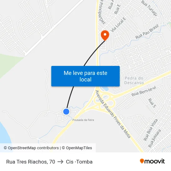 Rua Tres Riachos, 70 to Cis -Tomba map