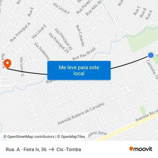 Rua. A - Feira Iv, 36 to Cis -Tomba map