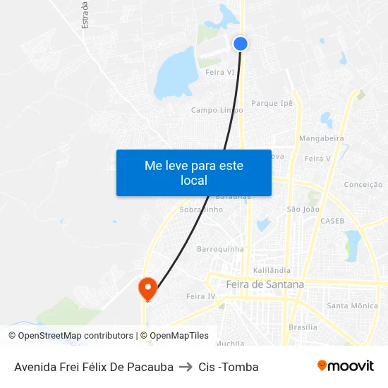 Avenida Frei Félix De Pacauba to Cis -Tomba map