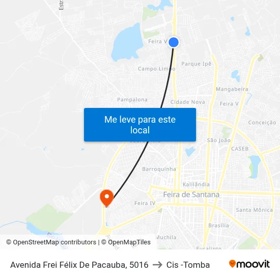 Avenida Frei Félix De Pacauba, 5016 to Cis -Tomba map