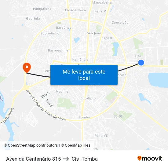 Avenida Centenário 815 to Cis -Tomba map