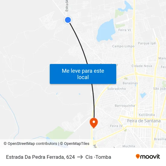 Estrada Da Pedra Ferrada, 624 to Cis -Tomba map