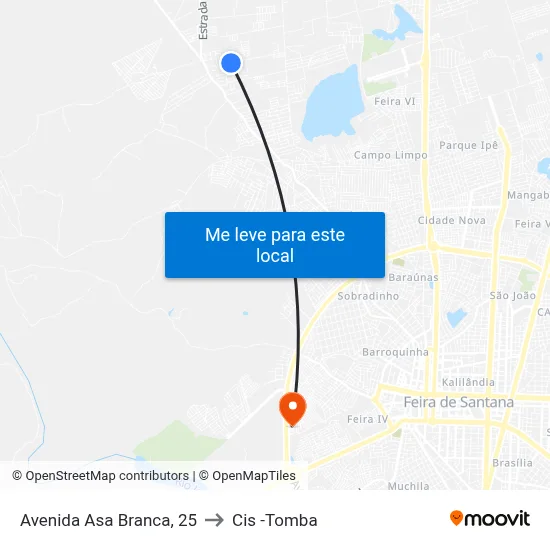 Avenida Asa Branca, 25 to Cis -Tomba map