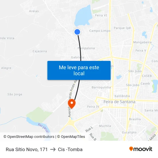 Rua Sítio Novo, 171 to Cis -Tomba map