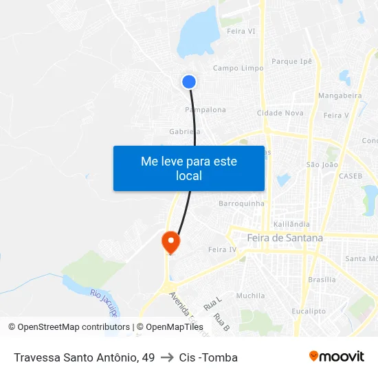 Travessa Santo Antônio, 49 to Cis -Tomba map