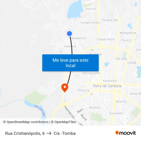 Rua Cristianópolis, 6 to Cis -Tomba map