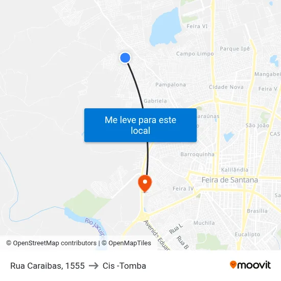 Rua Caraibas, 1555 to Cis -Tomba map