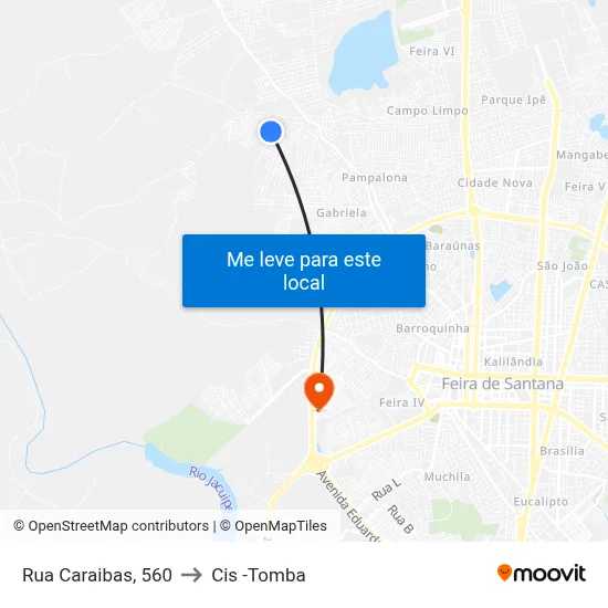 Rua Caraibas, 560 to Cis -Tomba map