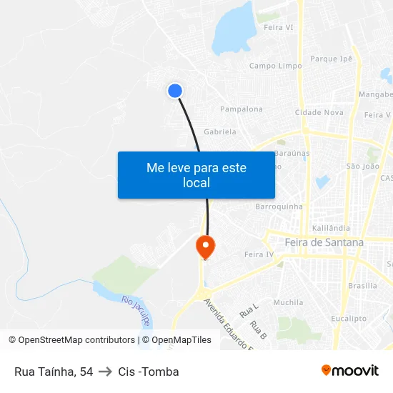 Rua Taínha, 54 to Cis -Tomba map