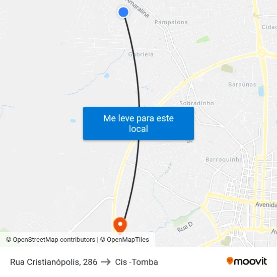 Rua Cristianópolis, 286 to Cis -Tomba map