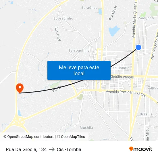 Rua Da Grécia, 134 to Cis -Tomba map