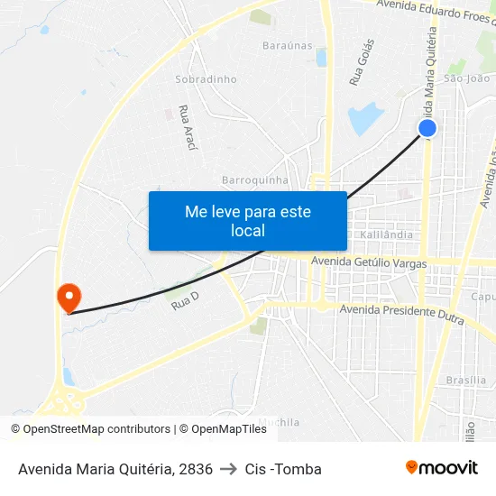 Avenida Maria Quitéria, 2836 to Cis -Tomba map