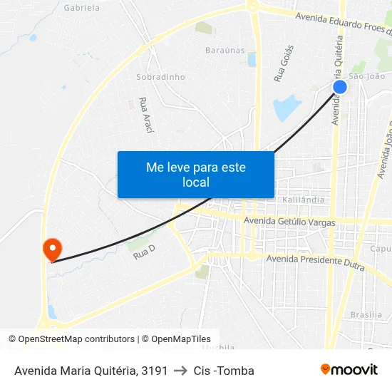 Avenida Maria Quitéria, 3191 to Cis -Tomba map