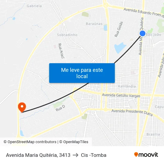 Avenida Maria Quitéria, 3413 to Cis -Tomba map