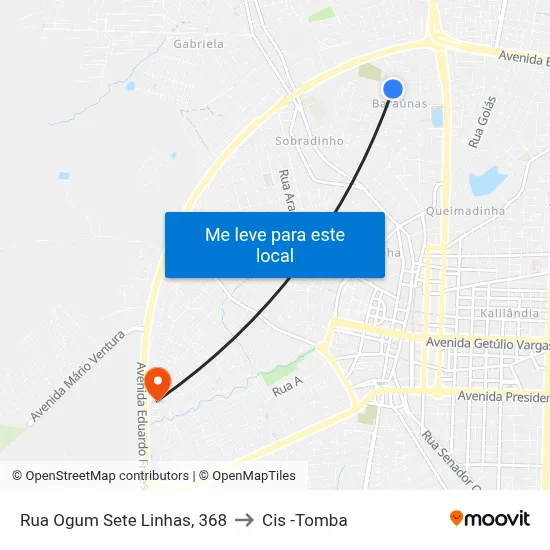 Rua Ogum Sete Linhas, 368 to Cis -Tomba map