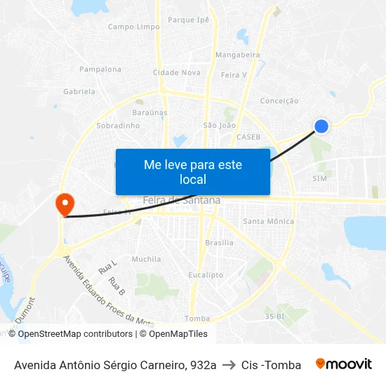 Avenida Antônio Sérgio Carneiro, 932a to Cis -Tomba map