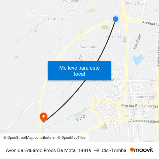 Avenida Eduardo Fróes Da Mota, 19819 to Cis -Tomba map